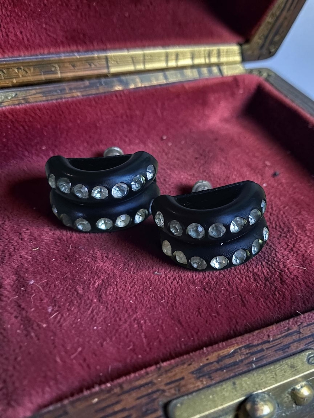Antique Black Celluloid Earrings